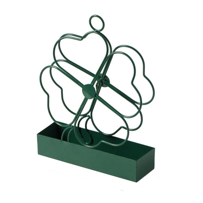 Simple Hangable Wrought Iron Mosquito Coil Holder Portable Fireproof Mosquito Coil Tray Incense Burner Ornaments Four Leaf Grass (Ink Green) - Mosquito Coil Tray by PMC Jewellery | Online Shopping South Africa | PMC Jewellery | Buy Now Pay Later Mobicred