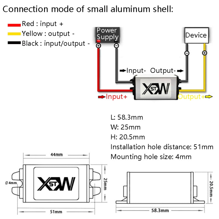 XWST DC 12/24V To 5V Converter Step-Down Vehicle Power Module, Specification: 12V To 5V 5A Small Aluminum Shell -  by PMC Jewellery | Online Shopping South Africa | PMC Jewellery | Buy Now Pay Later Mobicred