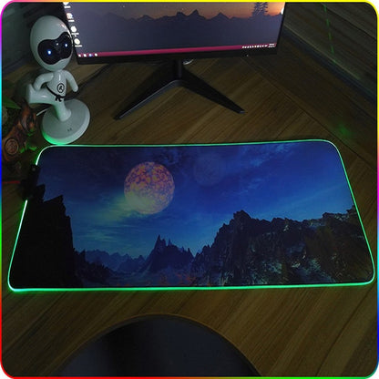 250x350x3mm F-01 Rubber Thermal Transfer RGB Luminous Non-Slip Mouse Pad(Brontosaurus) - Mouse Pads by PMC Jewellery | Online Shopping South Africa | PMC Jewellery | Buy Now Pay Later Mobicred