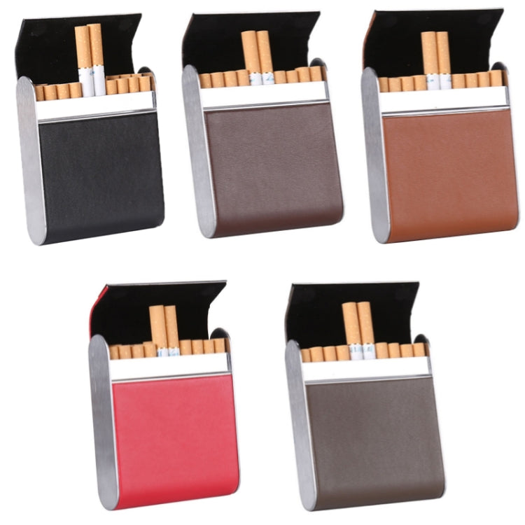 Men Metal Fiber Leather Magnetic Buckle Cigarette Case(Red) - Cigarette Box & Ashtrays by PMC Jewellery | Online Shopping South Africa | PMC Jewellery