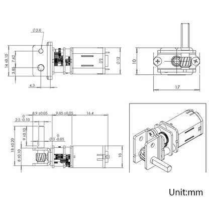 GW12N20 Worm Gear Low Speed Motor Ultra Mini Gear Power-Off Self-Locking Motor For Smart Car Robot(12V 200RPM) - Motor Module by PMC Jewellery | Online Shopping South Africa | PMC Jewellery | Buy Now Pay Later Mobicred