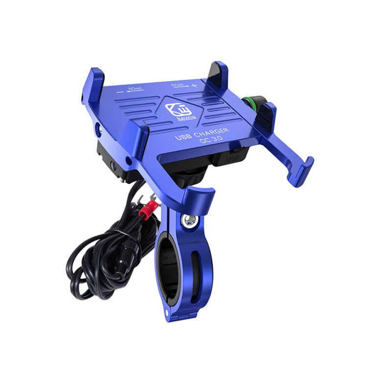 Kewig M6-S 12V Motorcycle Waterproof Aluminum Alloy Mobile Phone Bracket With QC3.0 Fast Charging(Blue) - free shipping - PMC TechLife - Order now!