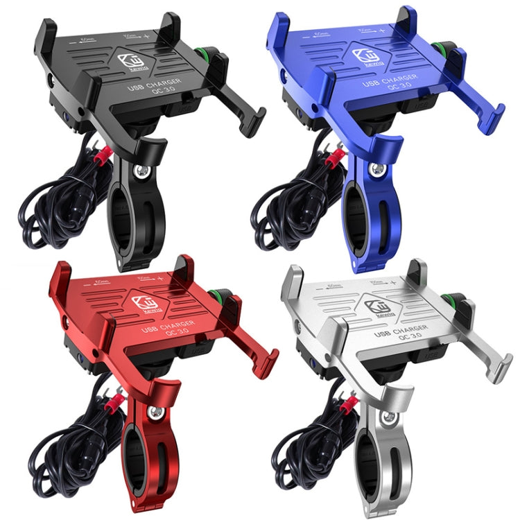 Kewig M6-S 12V Motorcycle Waterproof Aluminum Alloy Mobile Phone Bracket With QC3.0 Fast Charging(Black) - free shipping - PMC TechLife - Order now!