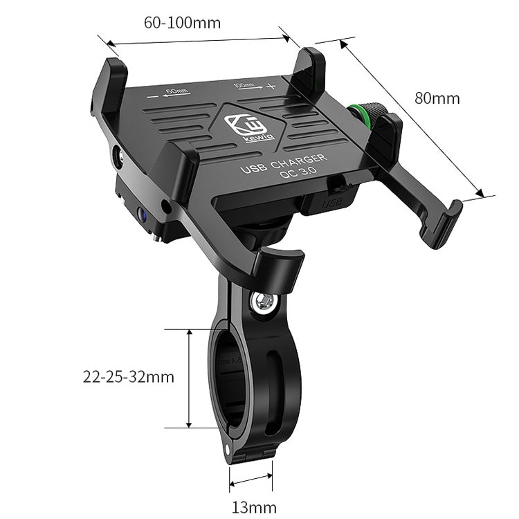 Kewig M6-S 12V Motorcycle Waterproof Aluminum Alloy Mobile Phone Bracket With QC3.0 Fast Charging(Blue) - free shipping - PMC TechLife - Order now!