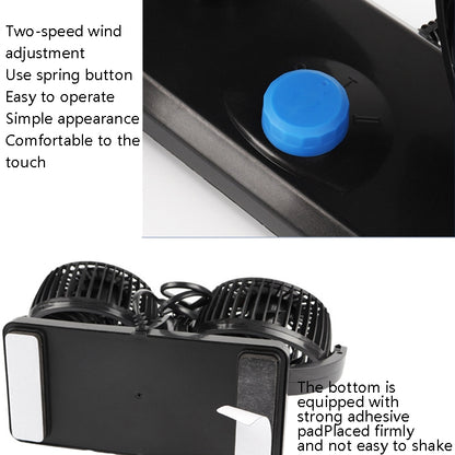 Car Fan Portable Mini Adjustable Car Double-Headed Electric Fan, Colour: Blue 12V Cigarette Lighter - Heating & Fans by PMC Jewellery | Online Shopping South Africa | PMC Jewellery | Buy Now Pay Later Mobicred