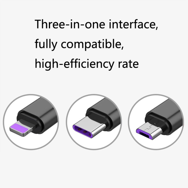 2 PCS ZZ034 USB To 8 Pin + USB-C / Type-C + Micro USB 3 In 1 Fast Charging Cable, Style: Mini-Blue - Multifunction Cable by PMC Jewellery | Online Shopping South Africa | PMC Jewellery | Buy Now Pay Later Mobicred