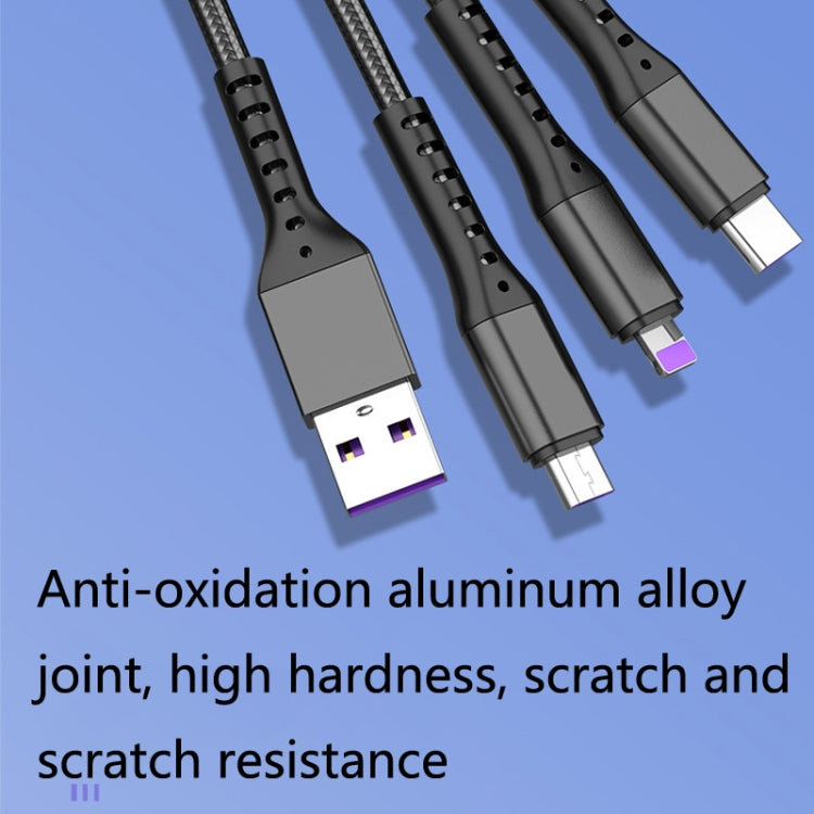 2 PCS ZZ034 USB To 8 Pin + USB-C / Type-C + Micro USB 3 In 1 Fast Charging Cable, Style: Mini-Blue - Multifunction Cable by PMC Jewellery | Online Shopping South Africa | PMC Jewellery | Buy Now Pay Later Mobicred
