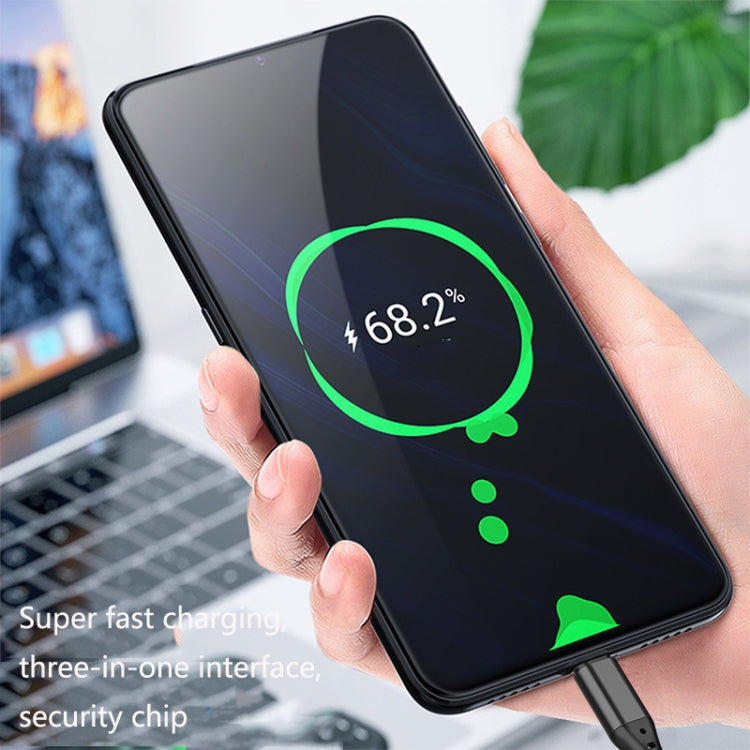2 PCS ZZ034 USB To 8 Pin + USB-C / Type-C + Micro USB 3 In 1 Fast Charging Cable, Style: Mini-Blue - Multifunction Cable by PMC Jewellery | Online Shopping South Africa | PMC Jewellery | Buy Now Pay Later Mobicred