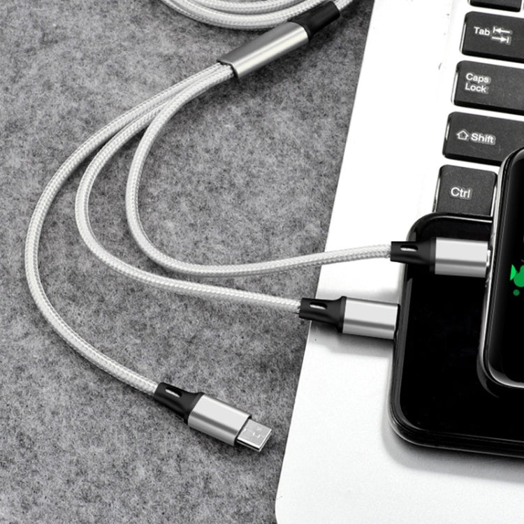 2 PCS ZZ034 USB To 8 Pin + USB-C / Type-C + Micro USB 3 In 1 Fast Charging Cable, Style: Mini-Blue - Multifunction Cable by PMC Jewellery | Online Shopping South Africa | PMC Jewellery | Buy Now Pay Later Mobicred