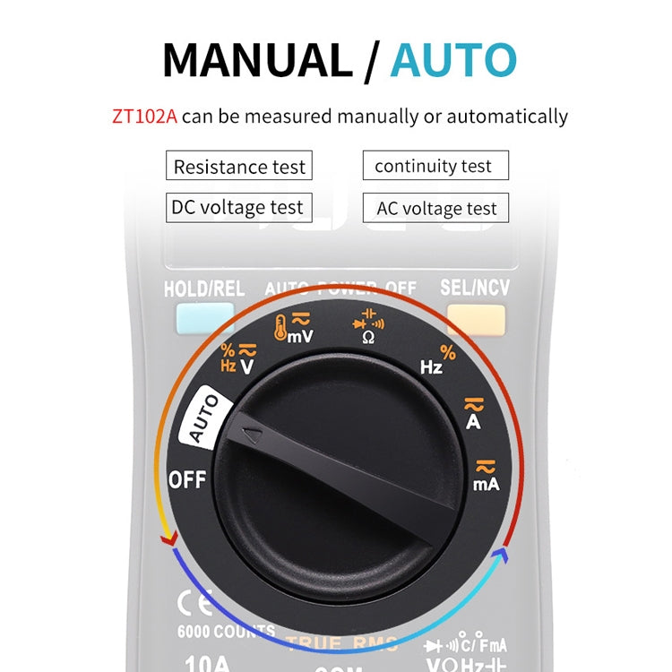 BSIDE ZT102A LCD Display 6000 Words AUTO Intelligent Gear Automatic Range Digital Multimeter - Digital Multimeter by BSIDE | Online Shopping South Africa | PMC Jewellery | Buy Now Pay Later Mobicred