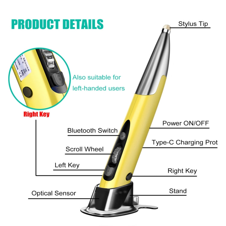 PR-A19 2.4GHz Wireless Charging Bluetooth Mouse Pen Type Shining Quiet Mouse(Green) - Wireless Mice by PMC Jewellery | Online Shopping South Africa | PMC Jewellery | Buy Now Pay Later Mobicred