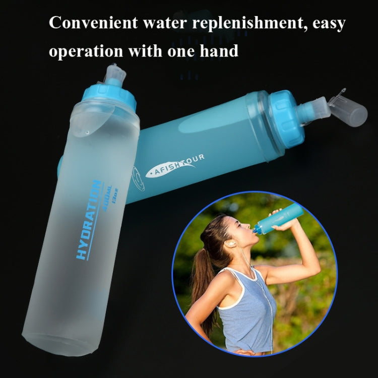 AFISHTOUR TPU Outdoor Sports Soft Water Bag Marathon Water Bottle Folding Water Bag, Capacity: 400ml (Blue) - Kettles by AFISHTOUR | Online Shopping South Africa | PMC Jewellery | Buy Now Pay Later Mobicred