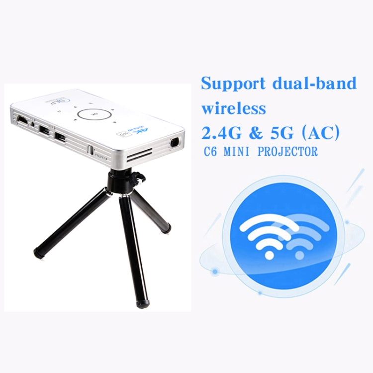 C6 1G+8G Android System Intelligent DLP HD Mini Projector Portable Home Mobile Phone Projector， US Plug (White) - free shipping - PMC Jewellery - Order now!