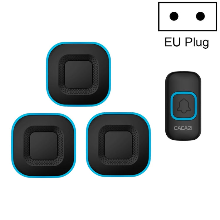 CACAZI V028F 1 For 3 Wireless Music Doorbell without Battery, Plug:EU Plug(Black) - free shipping - PMC TechLife - Order now!