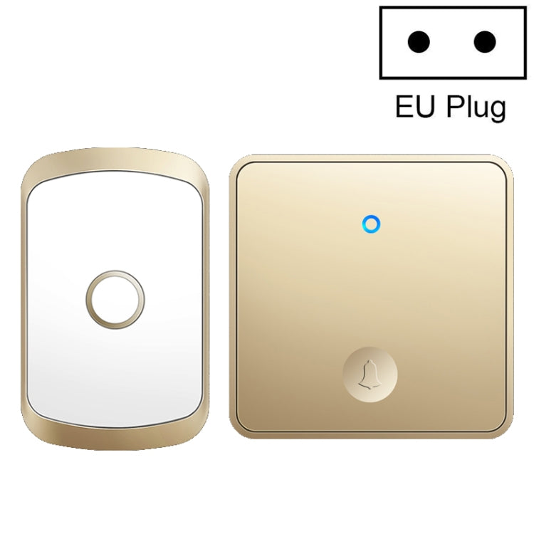 CACAZI FA50 1 For 1 Push-button Self-generating Wireless Doorbell, Plug:EU Plug(Gold) - Wireless Doorbell by CACAZI | Online Shopping South Africa | PMC Jewellery | Buy Now Pay Later Mobicred