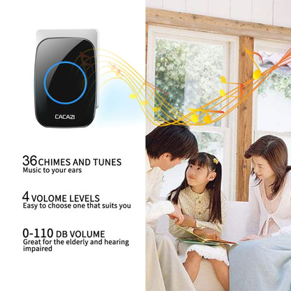 CACAZI H10 1 For 2 Home Wireless Music Doorbell without Battery, Plug:US Plug(White) - Wireless Doorbell by CACAZI | Online Shopping South Africa | PMC Jewellery