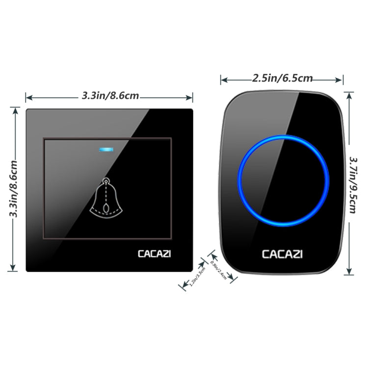 CACAZI H10 1 For 2 Home Wireless Music Doorbell without Battery, Plug:EU Plug(Black) - Wireless Doorbell by CACAZI | Online Shopping South Africa | PMC Jewellery