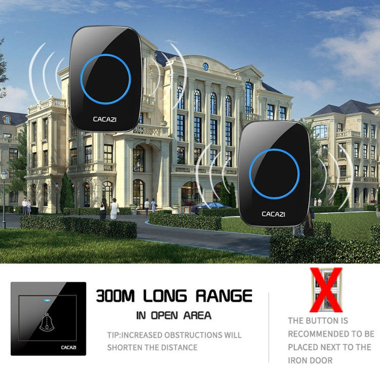 CACAZI H10 1 For 1 Wireless Smart Doorbell without Battery, Plug:EU Plug(Black) - free shipping - PMC TechLife - Order now!