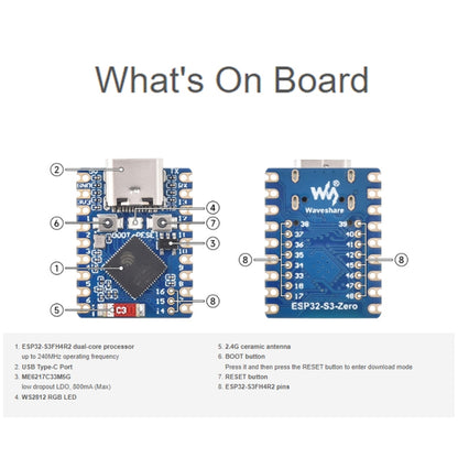 Waveshare ESP32-S3 Mini Development Board, Based On ESP32-S3FH4R2 Dual-Core Processor with Header - Boards & Shields by Waveshare | Online Shopping South Africa | PMC Jewellery | Buy Now Pay Later Mobicred