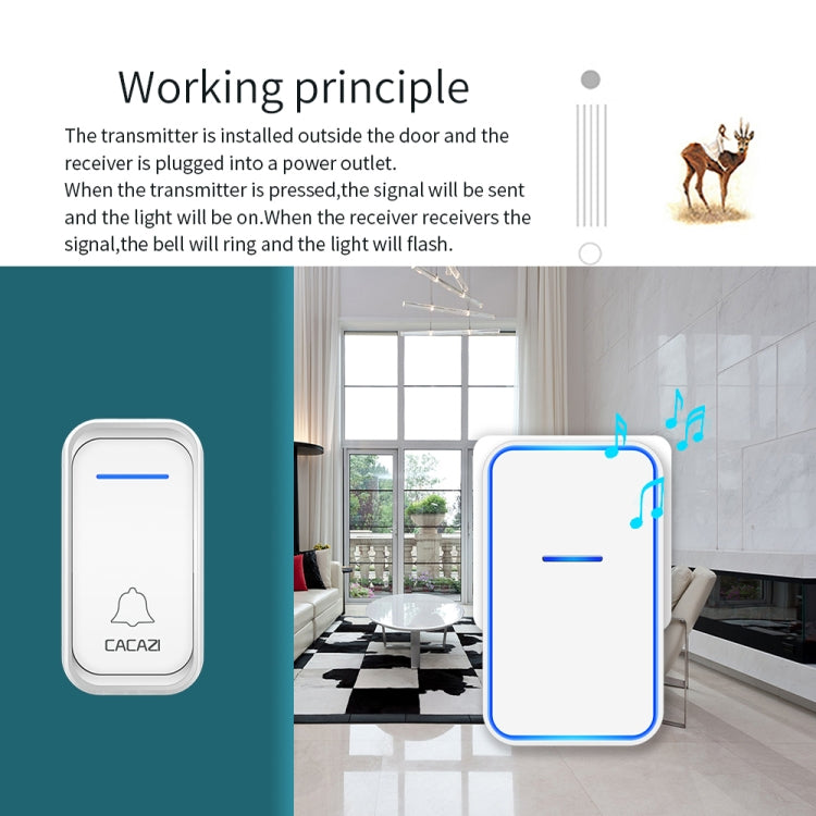 CACAZI Home Smart Digital Wireless Doorbell Remote Electronic Doorbell Elderly Pager, Style: AU Plug(White) - Wireless Doorbell by CACAZI | Online Shopping South Africa | PMC Jewellery | Buy Now Pay Later Mobicred