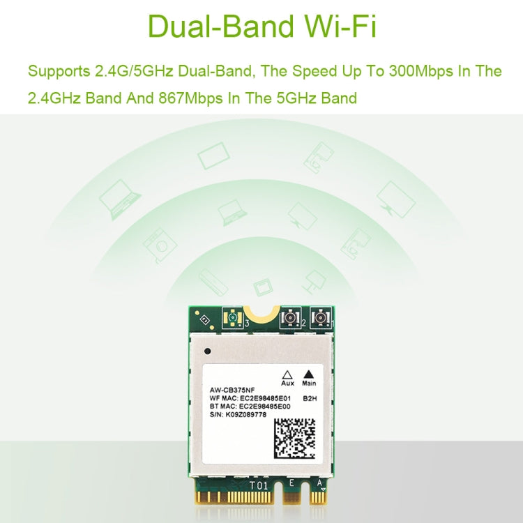 Waveshare 24780 AW-CB375NF 2.4G/5GHz Dual-Band WiFi 5 Wireless NIC, RTL8822CE-CG Core, Supports BLE - USB Network Adapter by Waveshare | Online Shopping South Africa | PMC Jewellery | Buy Now Pay Later Mobicred