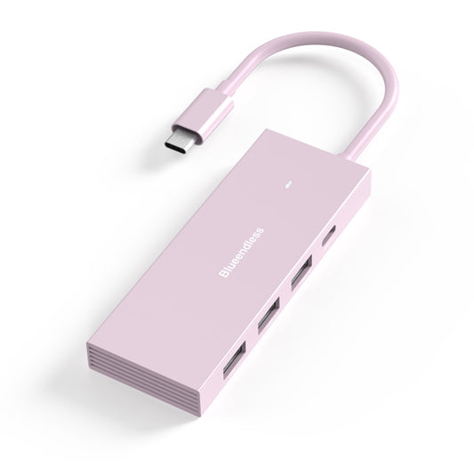 Blueendless 4K60Hz + Data Port Type-C Docking Station USB3.0 Splitter, Spec: 6-in-1 Pink - USB HUB by Blueendless | Online Shopping South Africa | PMC Jewellery | Buy Now Pay Later Mobicred