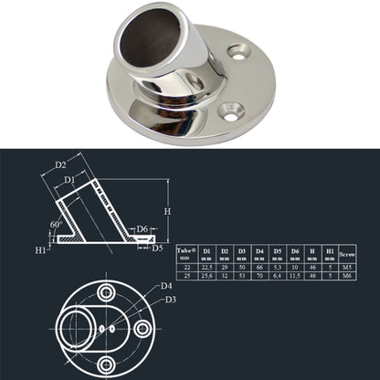 60 Degree Round Pipe Seat 316 Stainless Steel Corrosion-Resistant Marine Tube Seat, Specification: 25mm 1 inch - Marine Accessories & Parts by PMC Jewellery | Online Shopping South Africa | PMC Jewellery | Buy Now Pay Later Mobicred