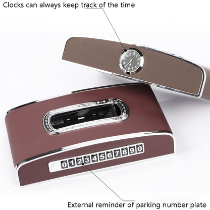 Car Clock Tissue Box Multi-Function Vehicle Instrument Table Paper Towel Box, Style: Clock+Parking Card (Ivory) - Tissue Boxes by PMC Jewellery | Online Shopping South Africa | PMC Jewellery