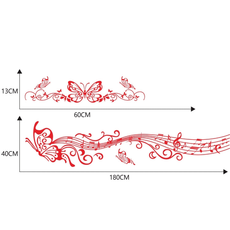 D-347 Butterfly Note Car Sticker Sheet Music Waist Line Body Sticker(Red) - Decorative Sticker by PMC Jewellery | Online Shopping South Africa | PMC Jewellery | Buy Now Pay Later Mobicred