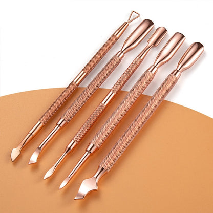 3 PCS Stainless Steel Rose Gold Double-Headed Steel Push Dead Skin Scissors Nail Set,Style: 04 Small Head - Nail Art Equipment by PMC Jewellery | Online Shopping South Africa | PMC Jewellery | Buy Now Pay Later Mobicred