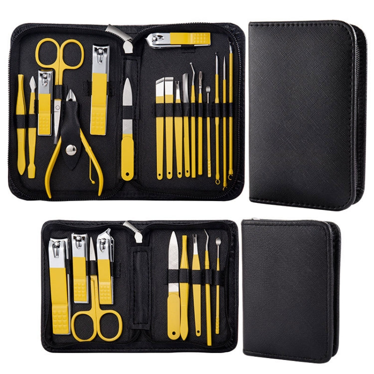 18 In 1 Yellow  Nail Clipper Set Manicure Set Stainless Steel Nail Clipper Manicure Tool - Nail Art Equipment by PMC Jewellery | Online Shopping South Africa | PMC Jewellery | Buy Now Pay Later Mobicred