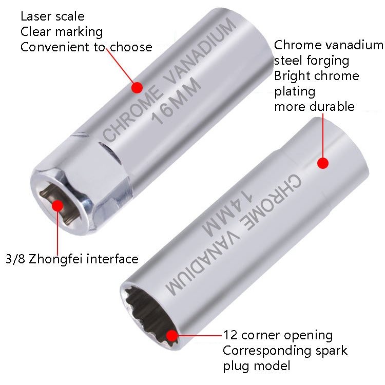 Car Spark Plug Sleeve Wrench Thin Flames Disassembly Tool, Specification: 14mm (Magnetic) - Hand Tool Sets by PMC TechLife | Online Shopping South Africa | PMC TechLife | Buy Now Pay Later Mobicred