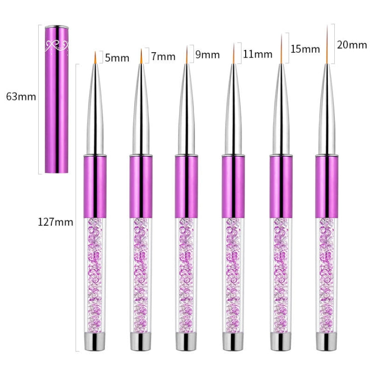 Nail Art Drawing Pen Purple Drill Rod Color Painting Flower Stripe Nail Brush With Pen Cover, Specification: 9mm - Nail Art Equipment by PMC Jewellery | Online Shopping South Africa | PMC Jewellery | Buy Now Pay Later Mobicred