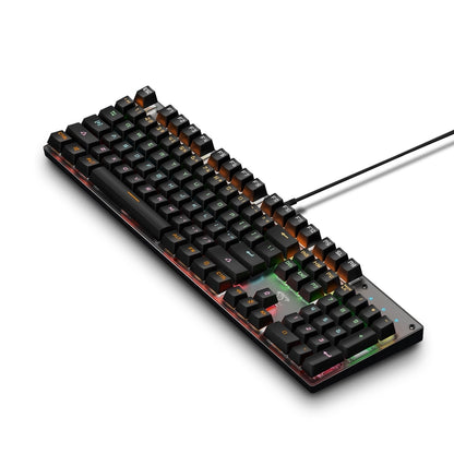 104 Keys Green Shaft RGB Luminous Keyboard Computer Game USB Wired Metal Mechanical Keyboard, Cabel Length:1.5m, Style: Ordinary Version (Black) - Wired Keyboard by PMC Jewellery | Online Shopping South Africa | PMC Jewellery | Buy Now Pay Later Mobicred