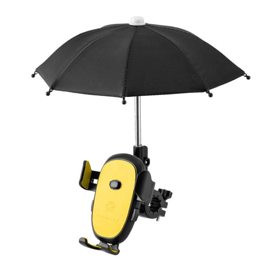 CYCLINGBOX BG-2935 Bicycle Mobile Phone Bracket With Umbrella Waterproof Navigation Electric Car Mobile Phone Frame, Style: Handlebar Installation (Yellow) - Holders by CYCLINGBOX | Online Shopping South Africa | PMC Jewellery | Buy Now Pay Later Mobicred