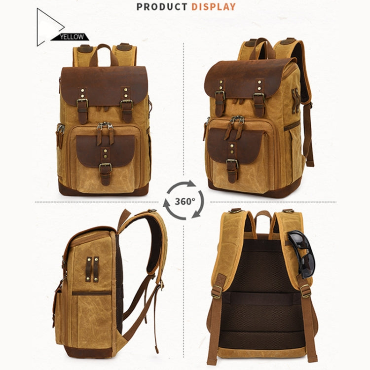 K-86 Casual Shoulder Camera Bag Contrast Waterproof Batik Canvas Single Digital Camera Photo Backpack(Green) - Backpack by PMC TechLife | Online Shopping South Africa | PMC TechLife | Buy Now Pay Later Mobicred