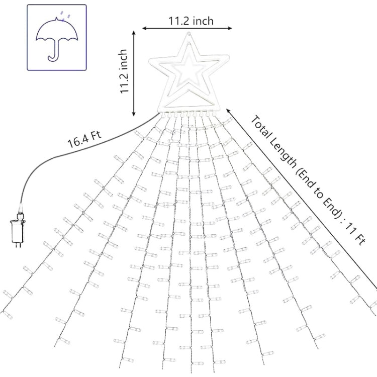 10LM 350 LED Star Waterfall Light Christmas Tree String Lights Outdoor Meteor Light, Plug Spec: US Plug(Warm White Light) - Christmas Decoration Lamps by PMc TechLife | Online Shopping South Africa | PMc TechLife | Buy Now Pay Later Mobicred