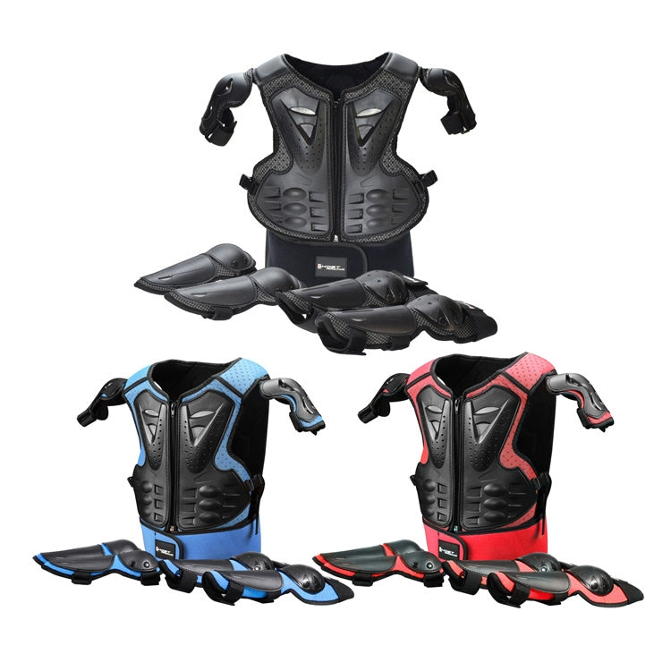 GHOST RACING Motorcycle Protective Gear Children Safety Riding Sport Vest + Knee Pads + Elbow Pads Protective Suit(Blue) - Protective Gear by GHOST RACING | Online Shopping South Africa | PMC Jewellery | Buy Now Pay Later Mobicred