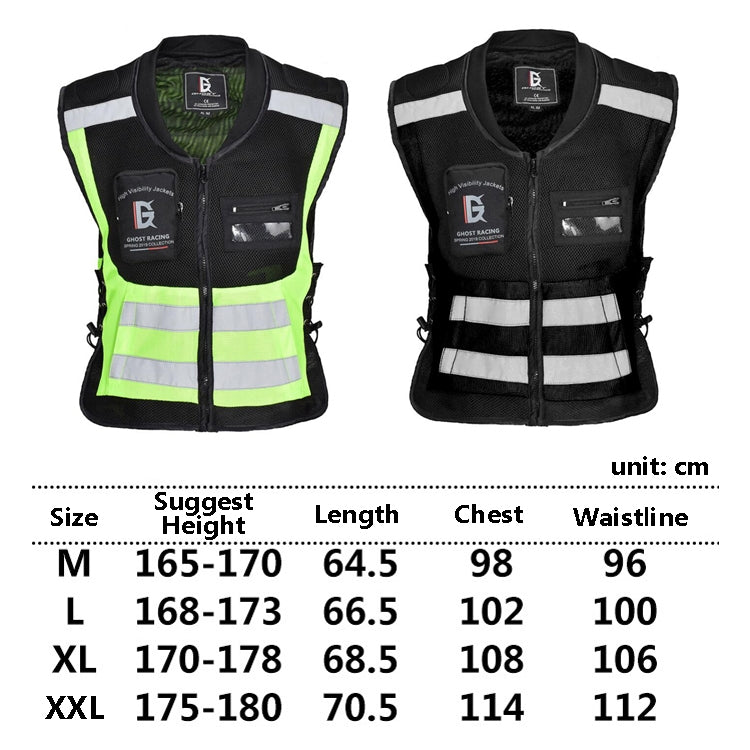 GHOST RACING GR-Y06 Motorcycle Riding Vest Safety Reflective Vest, Size: L(Black) - Protective Gear by GHOST RACING | Online Shopping South Africa | PMC Jewellery | Buy Now Pay Later Mobicred