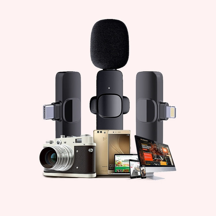 Lavalier Wireless Microphone Mobile Phone Live Video Shooting Small Microphone, Specification: 8 Pin Direct 1 To 2 - Microphone by PMC Jewellery | Online Shopping South Africa | PMC Jewellery | Buy Now Pay Later Mobicred