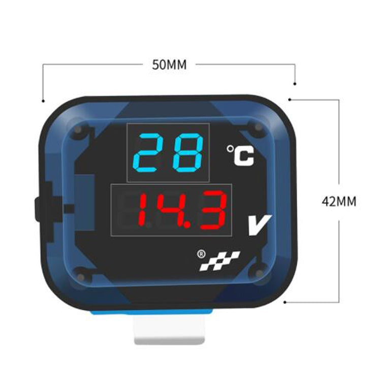 12-24V Motorcycle Modified Electronic Meter Voltage Temperature Table With USB Car Charger(Blue Red) - Electrical Instruments by PMC Jewellery | Online Shopping South Africa | PMC Jewellery | Buy Now Pay Later Mobicred