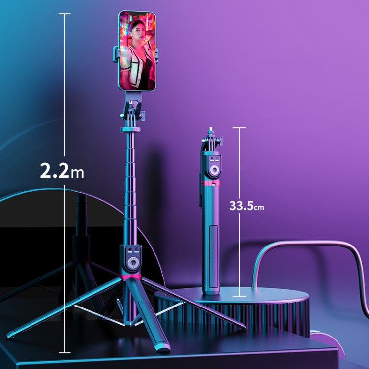 360-Degree Rotating Foldable Bluetooth Selfie Sticks Live Stand, Spec: P220 TK (Double Clip) - Selfie Sticks by PMC TechLife | Online Shopping South Africa | PMC TechLife | Buy Now Pay Later Mobicred