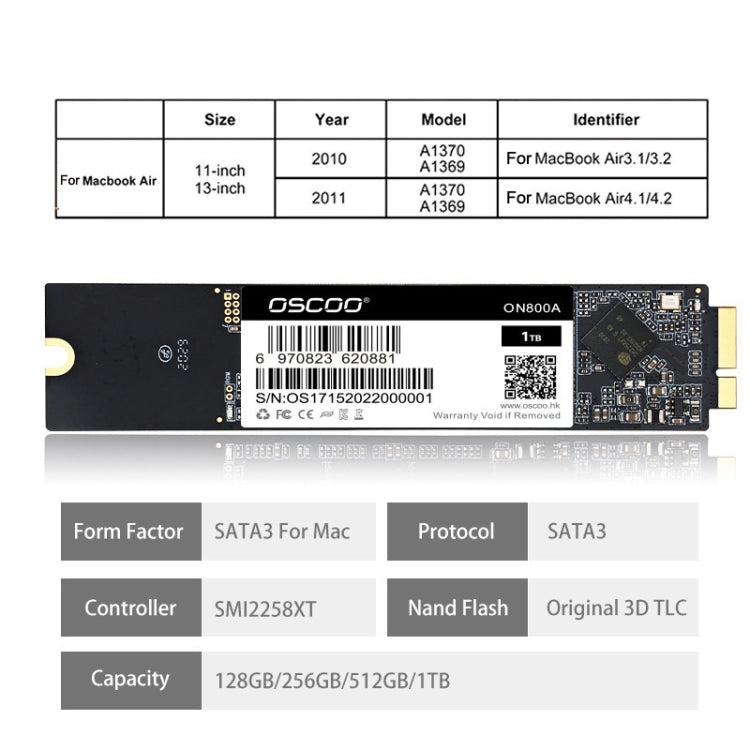 OSCOO ON800A SSD Computer Solid State Drive for Macbook, Capacity: 512GB - Solid State Drives by OSCOO | Online Shopping South Africa | PMC Jewellery | Buy Now Pay Later Mobicred