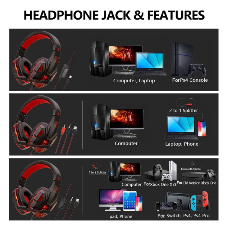 Soyto SY830 Computer Games Luminous Wired Headset, Color: For PS4 (Black Red) - Multimedia Headset by Soyto | Online Shopping South Africa | PMC Jewellery | Buy Now Pay Later Mobicred