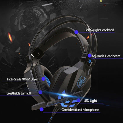 Soyto SY850MV Luminous Gaming Computer Headset For USB  (Black Blue) - Multimedia Headset by Soyto | Online Shopping South Africa | PMC Jewellery | Buy Now Pay Later Mobicred