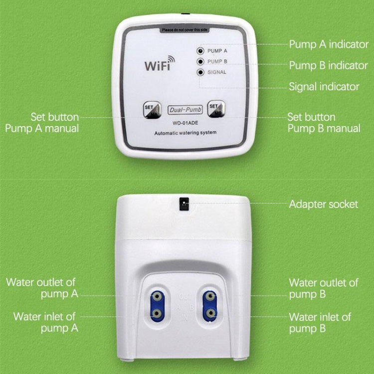 WD-01ADE WIFI Gardening Drip Irrigation Controller, Specification: Double Pump 20 Pots(EU Plug) - Watering & Irrigation by PMc TechLife | Online Shopping South Africa | PMc TechLife | Buy Now Pay Later Mobicred