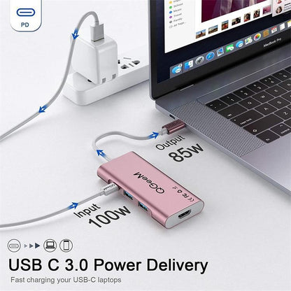 QGeeM 7 In 1 Type-C Extension HUB Adapter Supports HDMI / 4K / PD(QG-UH07-6) - USB HUB by QGeeM | Online Shopping South Africa | PMC Jewellery | Buy Now Pay Later Mobicred