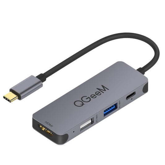 QGeeM UH04-1 4 In 1 USB 3.0 Multifunction Type-C Extension HUB Adapter(Silver Gray) - USB HUB by PMC Jewellery | Online Shopping South Africa | PMC Jewellery | Buy Now Pay Later Mobicred