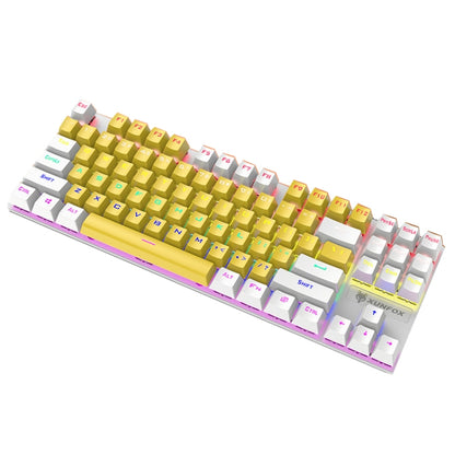 XUNFOX K80 87 Keys Wired Gaming Mechanical Illuminated Keyboard, Cable Length:1.5m(Yellow White) - Wired Keyboard by XUNFOX | Online Shopping South Africa | PMC Jewellery | Buy Now Pay Later Mobicred