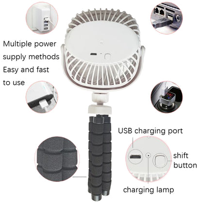 Octopus Stroller Deformation Fan Desktop Portable Handheld USB Small Fan, Colour: 1200mAh White - Electric Fans by PMC Jewellery | Online Shopping South Africa | PMC Jewellery | Buy Now Pay Later Mobicred